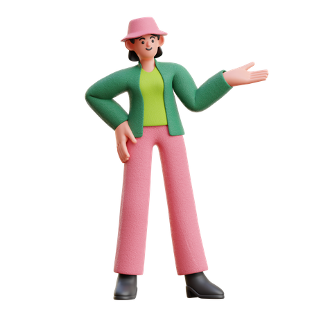 Woman Doing Presentation  3D Icon