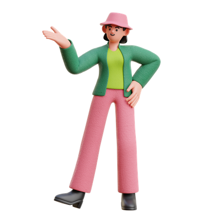 Woman Doing Presentation  3D Icon