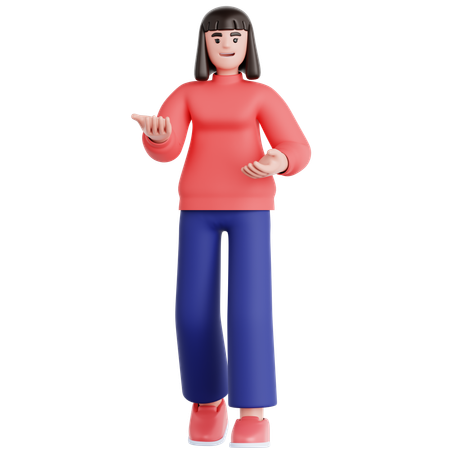 Woman Doing Presentation  3D Illustration