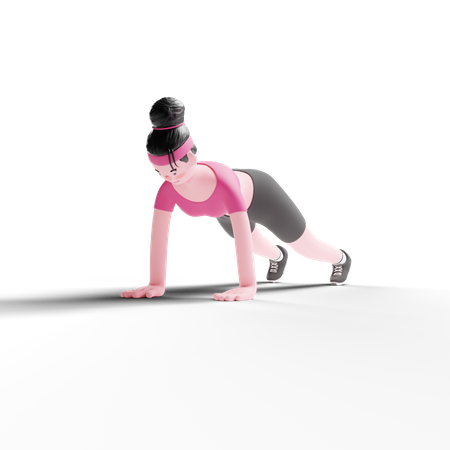 Woman Doing Pushup  3D Icon