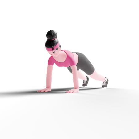 Woman Doing Pushup  3D Illustration