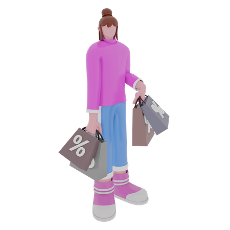 Woman doing Shopping  3D Icon