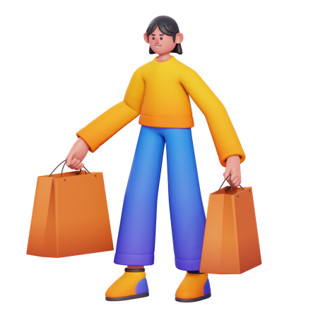 Woman Doing Shopping 3D Illustration