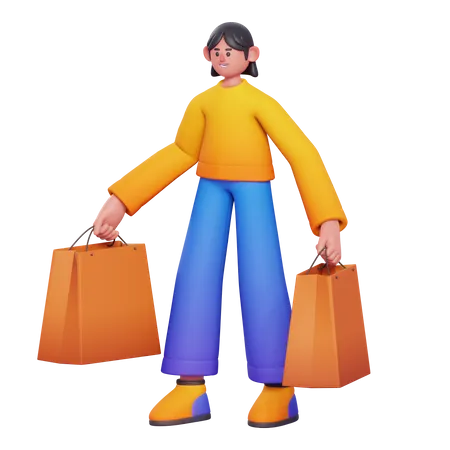 Woman Doing Shopping  3D Illustration