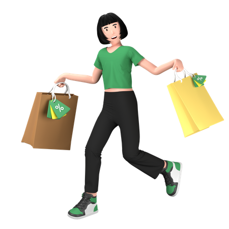 Woman doing shopping during sale  3D Illustration