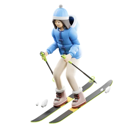 Woman Doing Skiing  3D Icon