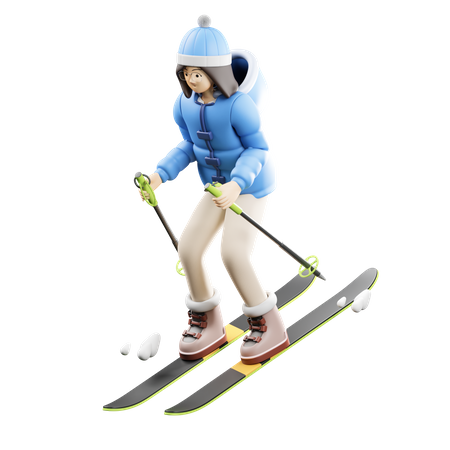 Woman Doing Skiing  3D Icon