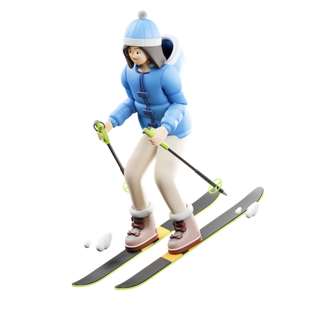 Woman Doing Skiing  3D Icon