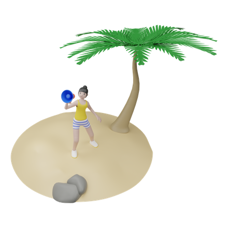 Woman Doing Summer Promotion  3D Illustration