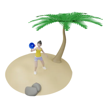 Woman Doing Summer Promotion  3D Illustration