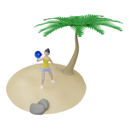Woman Doing Summer Promotion 3D Illustration