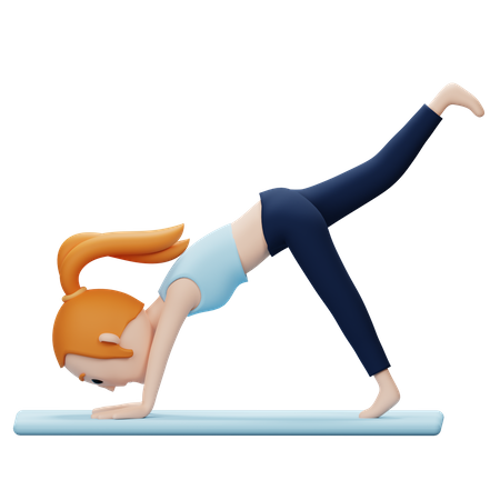 Woman Doing Three Leg Downward Yoga Pose  3D Illustration