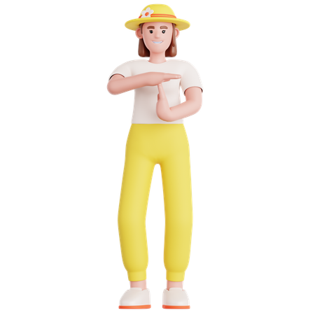 Woman Doing Time Out Gesture  3D Icon