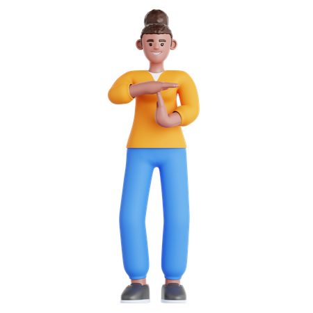 Woman Doing Time Out Gesture  3D Illustration