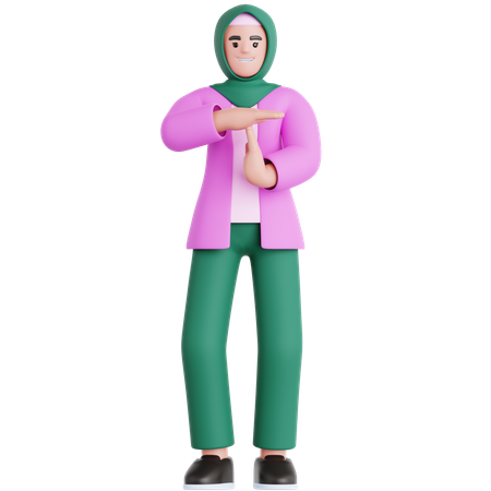 Woman Doing Time Out Gesture  3D Illustration