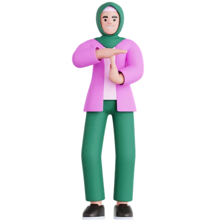 Woman Doing Time Out Gesture  3D Illustration