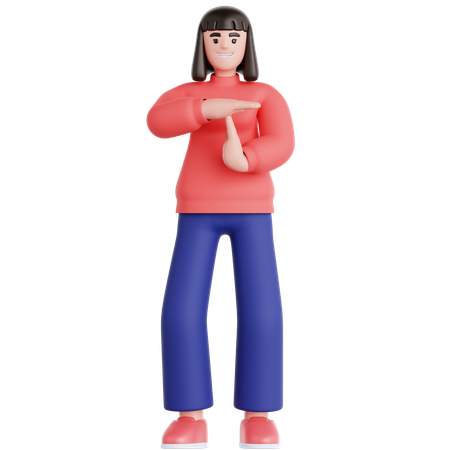 Woman Doing Time Out Gesture  3D Illustration