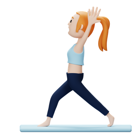 Woman Doing Warrior Yoga Pose  3D Illustration