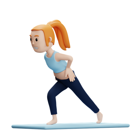 Woman Doing Warrior Yoga Pose  3D Illustration