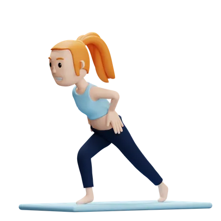 Woman Doing Warrior Yoga Pose  3D Illustration