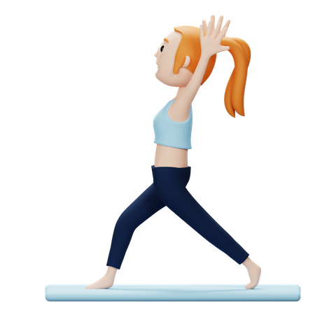 Woman Doing Warrior Yoga Pose  3D Illustration