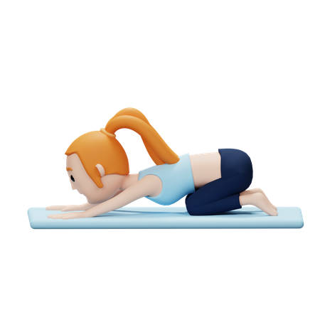 Woman Doing Wide Childs Yoga Pose  3D Illustration