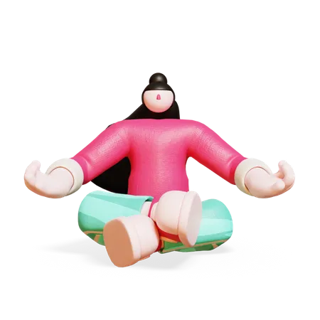 Woman Doing Yoga 3D Illustration