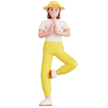 Woman Doing Yoga Exercise  3D Icon