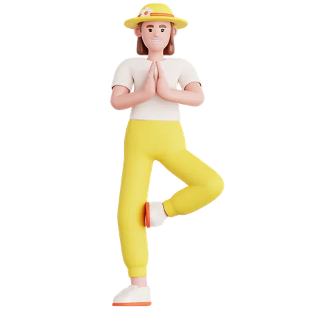 Woman Doing Yoga Exercise  3D Illustration