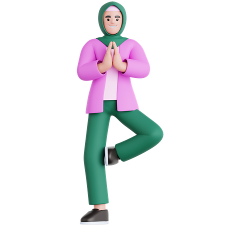 Woman Doing Yoga Exercise  3D Illustration