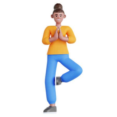 Woman Doing Yoga Exercise  3D Illustration