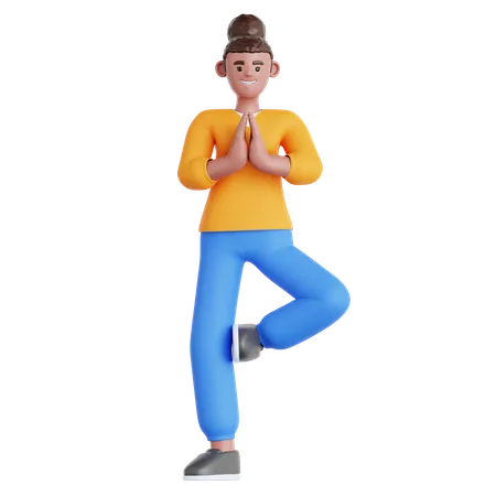 Woman Doing Yoga Exercise  3D Illustration