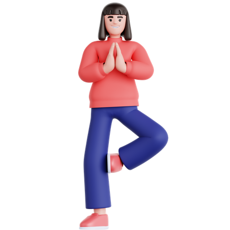 Woman Doing Yoga Exercise  3D Illustration