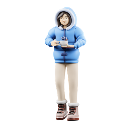 Woman Drinking Hot Chocolate  3D Icon