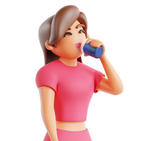 Woman Drinking Water  3D Icon