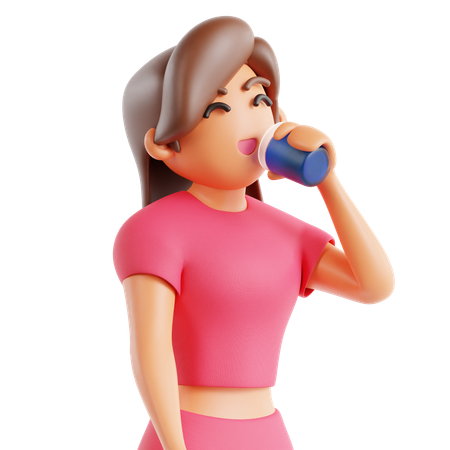 Woman Drinking Water  3D Icon