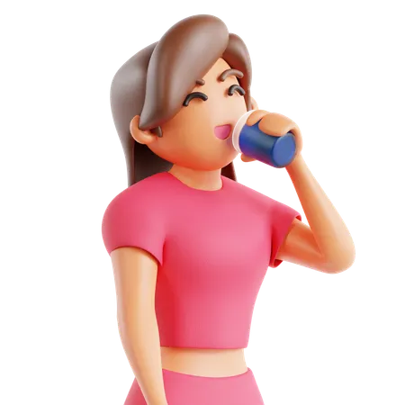 Woman Drinking Water  3D Icon