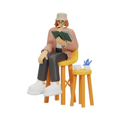 Woman enjoy Reading  3D Illustration