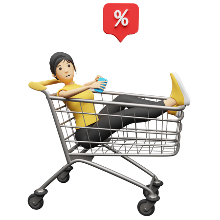 Woman enjoying Shopping Sale discounts  3D Illustration