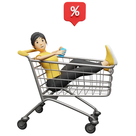 Woman enjoying Shopping Sale discounts  3D Illustration