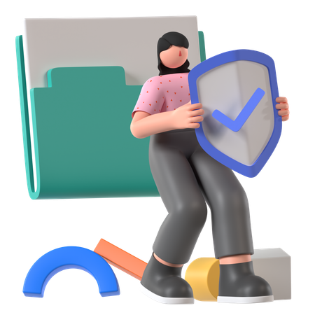 Woman ensuring Data Protection  3D Icon