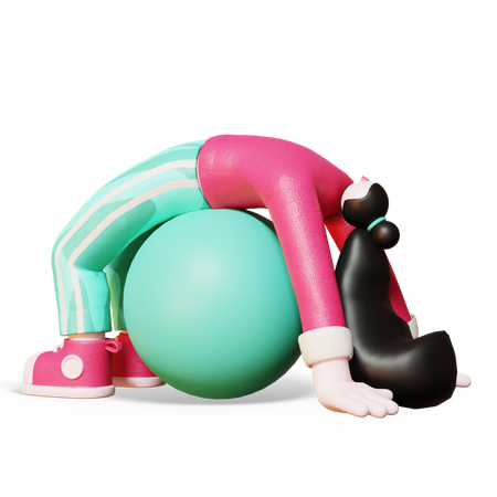 Woman exercising on gym ball  3D Icon