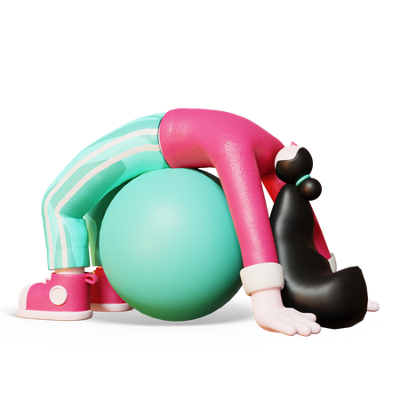 Woman exercising on gym ball  3D Illustration