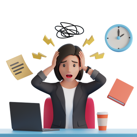 Woman experience stress due to work  3D Illustration