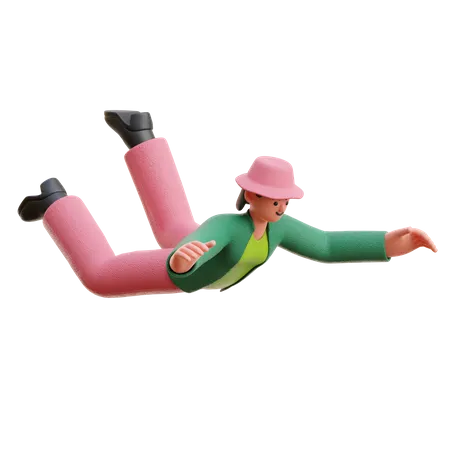 Woman Fall Down  3D Illustration
