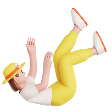 Woman Falling  3D Illustration