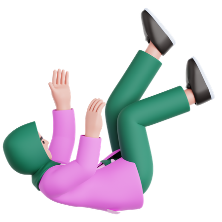 Woman Falling  3D Illustration