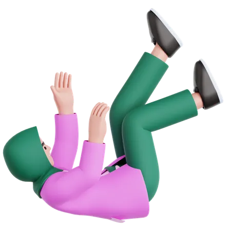 Woman Falling  3D Illustration