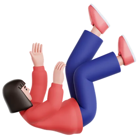 Woman Falling  3D Illustration