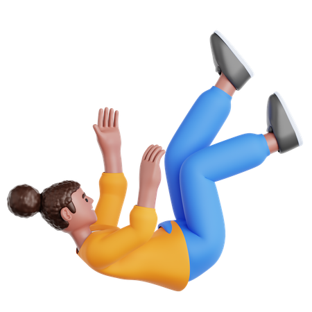 Woman Falling  3D Illustration